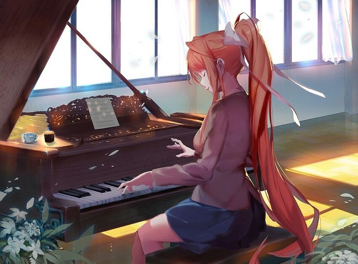 Imagen de Monika al final del juego, reflejando la experiencia emocional de DDLC